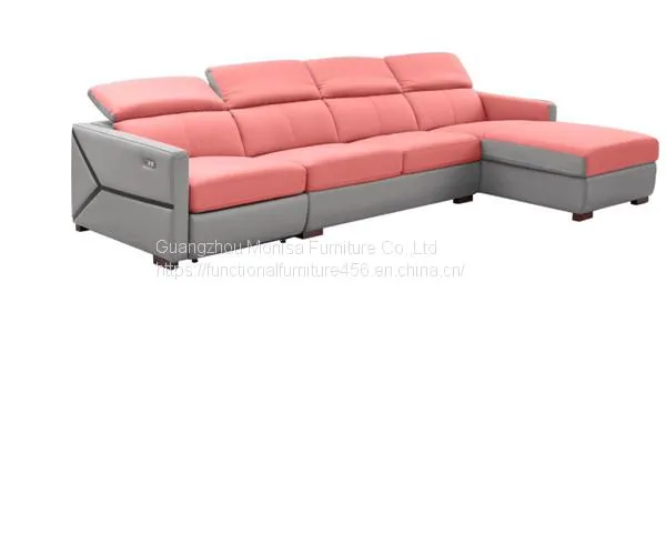 Modern Minimalist Leather Sofa Living Room L-Shaped Chaise Longue Corner Top Layer Cowhide Contact Surface Functional Sofa photo-3
