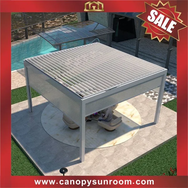 Outdoor Backyard Aluminum Louver Motorized Louvered Shutter Opening Roof Pergola Shelter for Sale