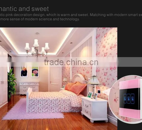 Pink 3 Gang Crystal Glass Panel WIFI Smart Light Controlled Power Remote Switch photo-5