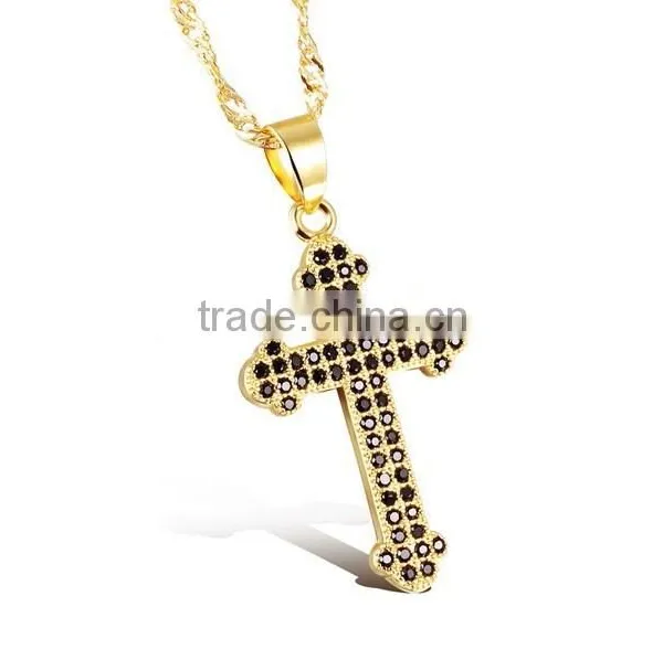 Drill Microscope Zircon Set Auger Cross Pendant Gold Plated Necklace Unisex Lover Gifts photo-3