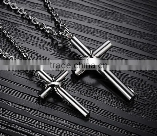 Titanium Steel Jewelry Wholesale Love Touching the Cross Titanium Steel Couples Necklaces With Pure Steel photo-5