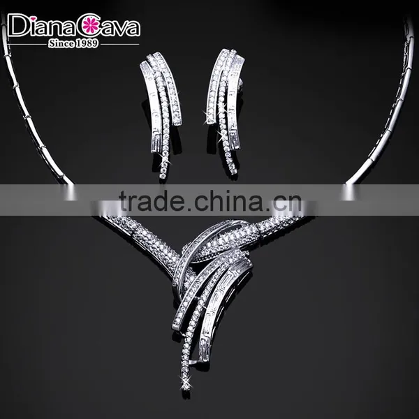 New Wholesale African Style Tassel Wedding Cubic Zirconia Costume Jewelry Set photo-2