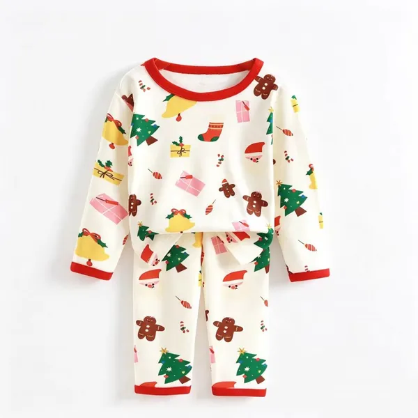 Kids' 100% Cotton Print Pajama Set, Skin-Friendly Loungewear for Children