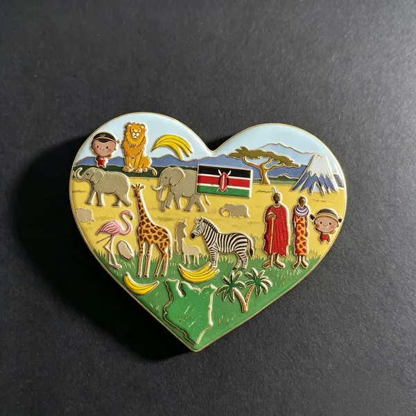Africa Kenya Feature Resin Fridge Magnet Custom Country Tourist Souvenir Hard Enamel Pin Keychain Gift Set