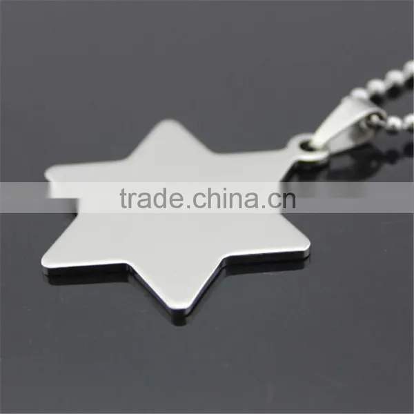Wholesale Double-side Polishing Stainless Steel Six Point Star Necklace photo-4