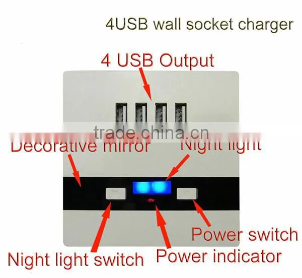 USB faceplate outlets with 4 usb socket