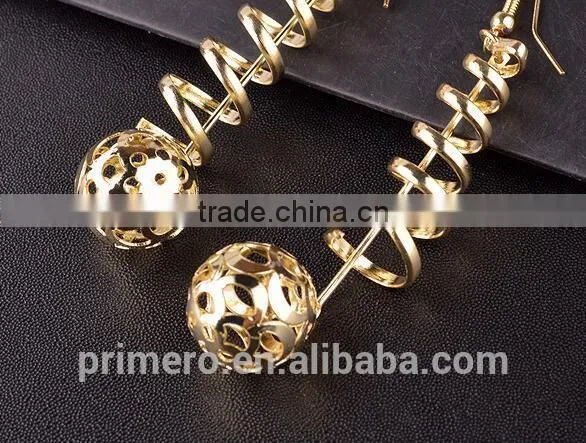 New Models Fashion Jewelry Spiral Gold Hollow Pellet Dangle Drop Earring photo-6