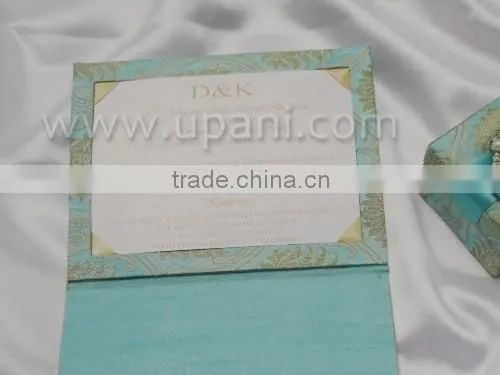 Silk Wedding Invitation Card With Brooch and Ribbon photo-2