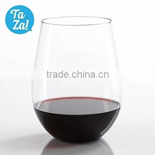 BPA Free Plastic Durable and Unbreakable Stemless Wine Glass