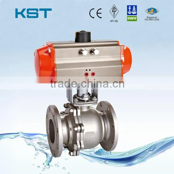 Pneumatic Flange Ball Valve Without ISO 5211 Mounting Pad
