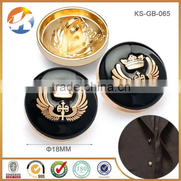 Alloy Black And Gold Custom Sewing Buttons, Designer Suit Buttons, Metal Carbibe Buttons For Sales
