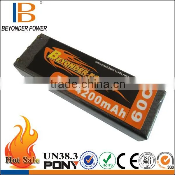 Beyonder Power Hard Case Rechargeable Battery Car Charger Airplane/car/toy, High Discharge Rate 60C, High Capacity 4200mAh 7.4V