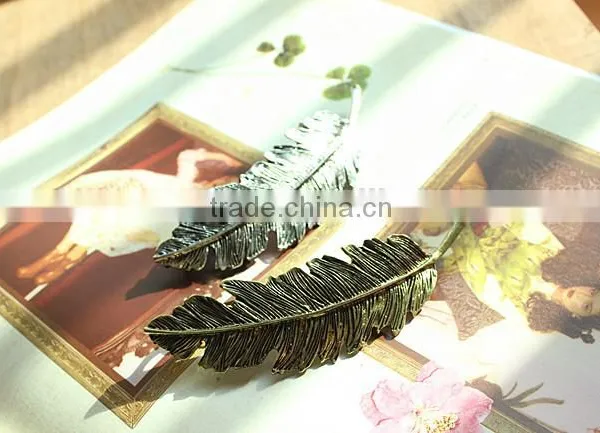 Fashion Golden Leaves Metal Clip For Women,Greece's Women Feather Spring Clip Metal Hair Accessories photo-3