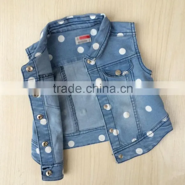 Girls Vest Baby Sleeveless Denim Jacket for Child Spring Dotted Denim Jacket Quality Choice photo-2