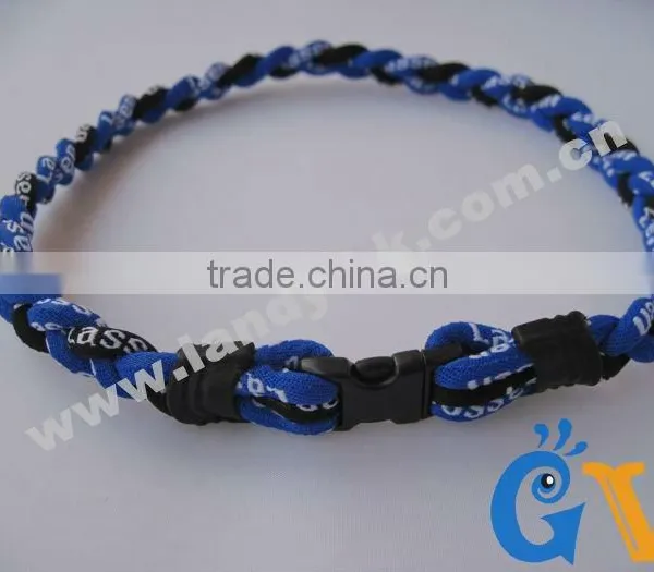 Cheap Tri Braided Weave Titanium Sports Men Silicone Rubber Necklace photo-4