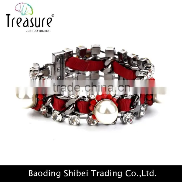 China Cheap Wholesale Pearl Rhinestone Mosaic Bracelet Jewelry New Design in 2016 photo-5