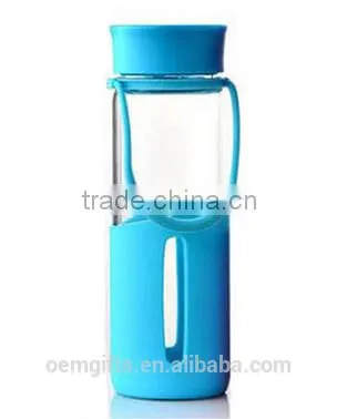 16 Oz. Glass Candy Color Water Bottle With Silicone Strap photo-3