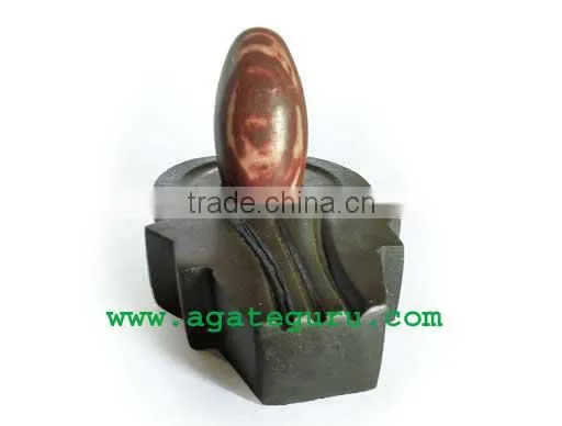 Narmada Shiva Lingam With Black Stone Base : Wholesale Gemstone Narmada Shiva Lingam
