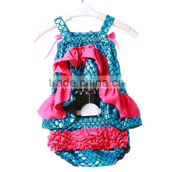 Wholesale Mermaid Outfit Girls Swing Top With Ruffle Bloomers Baby Clothes photo-4