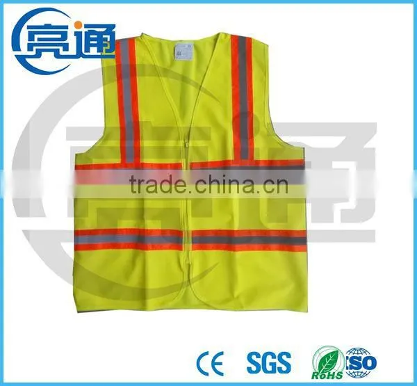 2 Pockets Neon Green Safety Vest With Reflective Strips ANSI/ISEA Medium photo-4