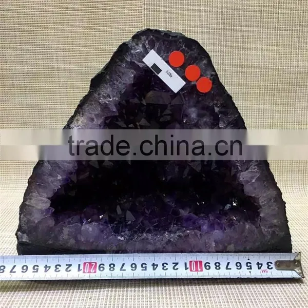 Natural Rock Triangular Amethyst Geode Crystal Ornaments photo-4
