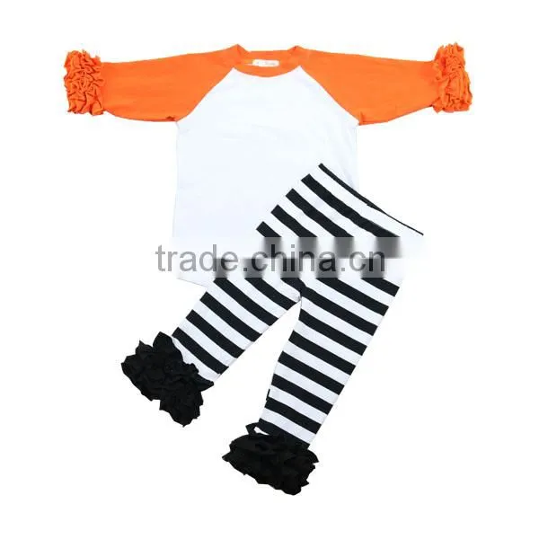 2016 Kids Clothing Set White Chest Black 3/4 Sleeve Children Raglan Icing Pants Girls Boutique Fall Children Clothing Sets Girls photo-3