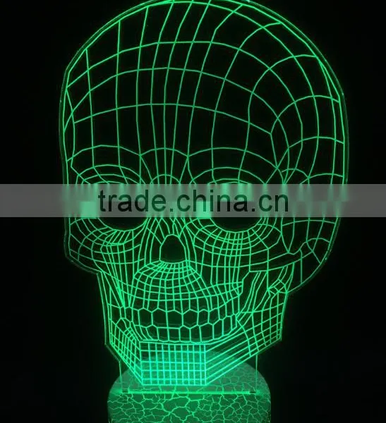 USB Skull Colorful Night Light / 3D LED Lamp Light / 3d Led Skull Lamp photo-2