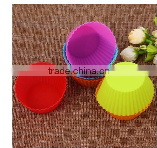 Silicon Cake Cups / Silicone Cake Baking Cup Set Kitchen Craft Tool Colorful Round Shape photo-6