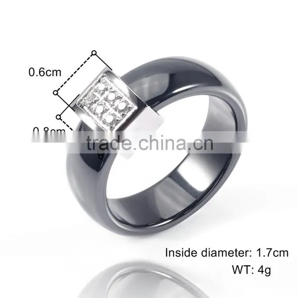 Wholesale Stainless Steel Micro-setting cz Diamond Black Color Women and Men's Ceramic Ring Jewelry photo-3
