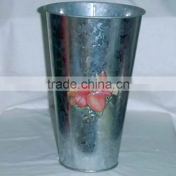 Galvanized Tin Vase, Metal Vase, Flower Vase
