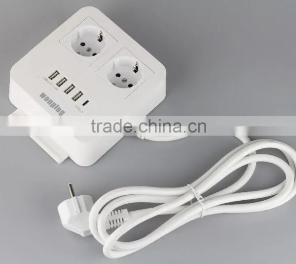 CE VDE Approved New Arrival 5V 8A 5 Usb Schuko Outlets With Phone Holder photo-2