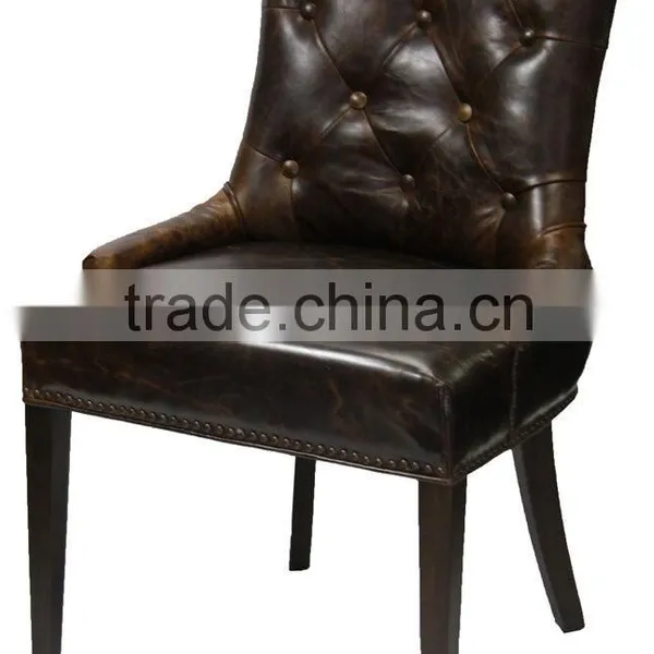 Dark Brown PU Letaher Upholstery Wooden Leg Dining Chair photo-2