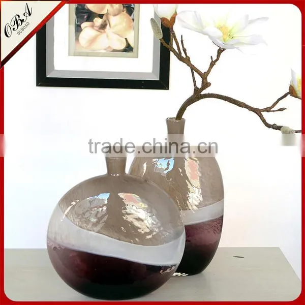 New Designed Mouth Blown Purple Round Arts Murano Glass Vase photo-3