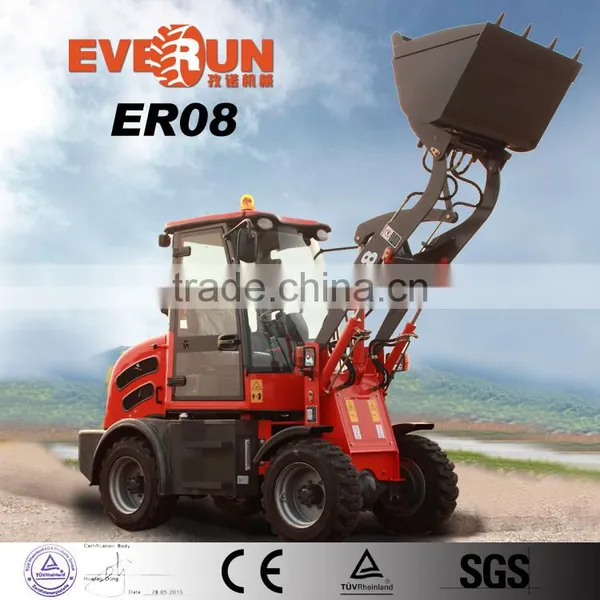 Everun Brand ER08 CE Certificated Agricultural Machinery Mini Wheel Loader for Farm And Land With Pallet Forks/4 in 1 Bucket photo-3