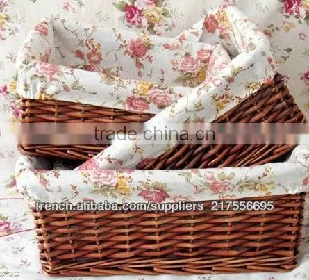 New Style Easy Baskets Small Wicker Box Cosmetic Boxes Wit Fabric Lining photo-3