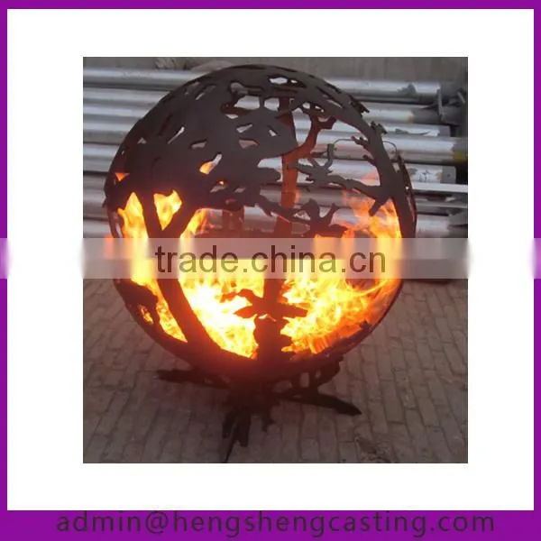 Large Spherical Outdoor Decorated Steel Firepit Sphere photo-4