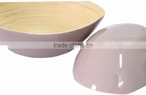 Eco Friendly Lacquer Spun Bamboo Salad Bowl photo-4