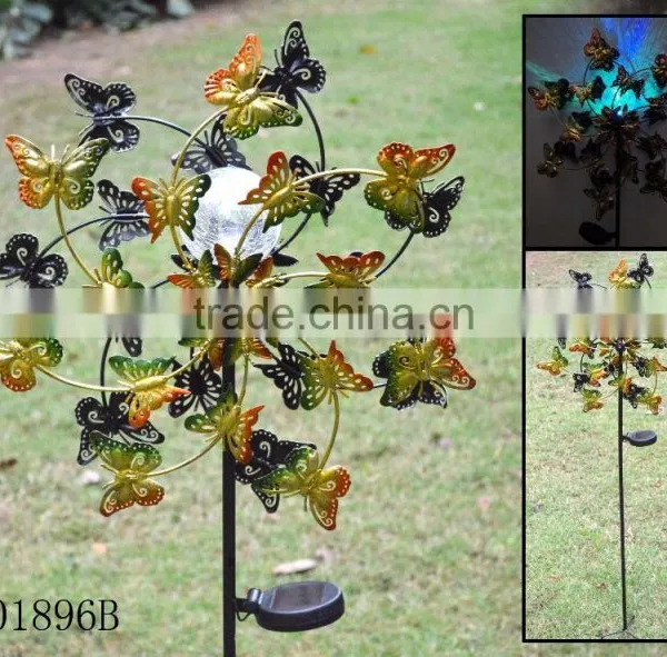 Factory Made Out Door Solar Power Metail Wind Spinner Garden Stake for Garden Decoration photo-3