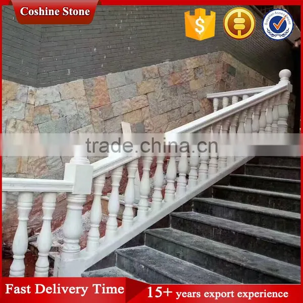 Private Villa Balcony and Stair Decorative Natural White Marble Railing photo-5