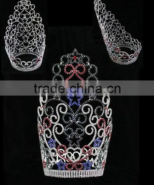 Hair Accessories Wholesale 30cm Tall Red and Green Color Rhinestone Crystal Jewelry Pageant Crowns photo-2
