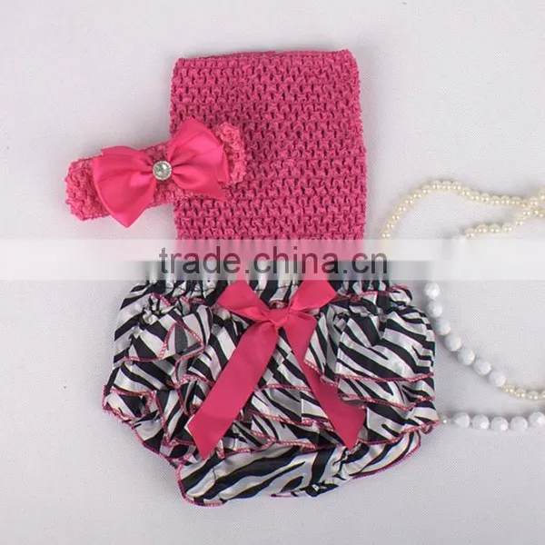 Wholesale Adorable Baby Diaper and Crochet Tube Top3 Sets , Satin Baby Bloomers, Baby Ruffle Bloomers , Toddler Cute Bloomer photo-5