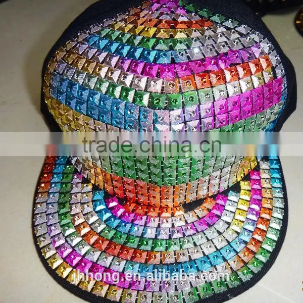 New Punk Flat Brim Metal Plate Snapback Caps photo-2