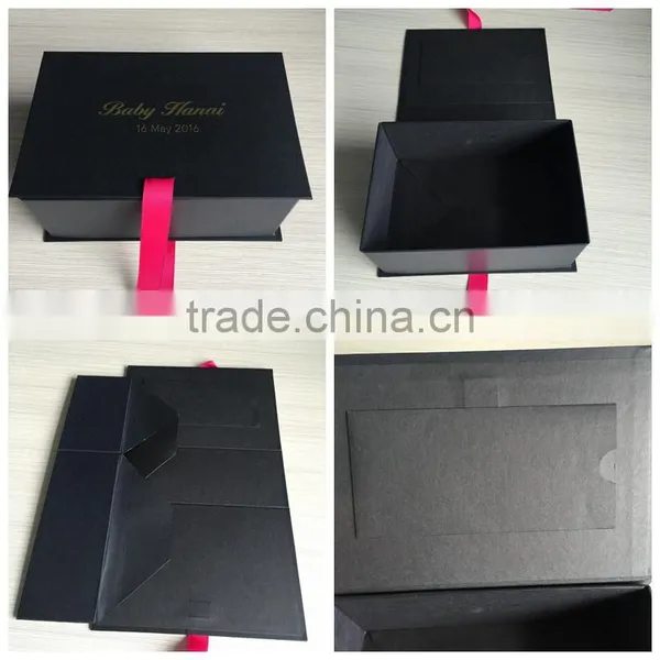 Square Gold Hot Stamping Black Gift Box Packaging the Gift Box With a Envelope photo-3