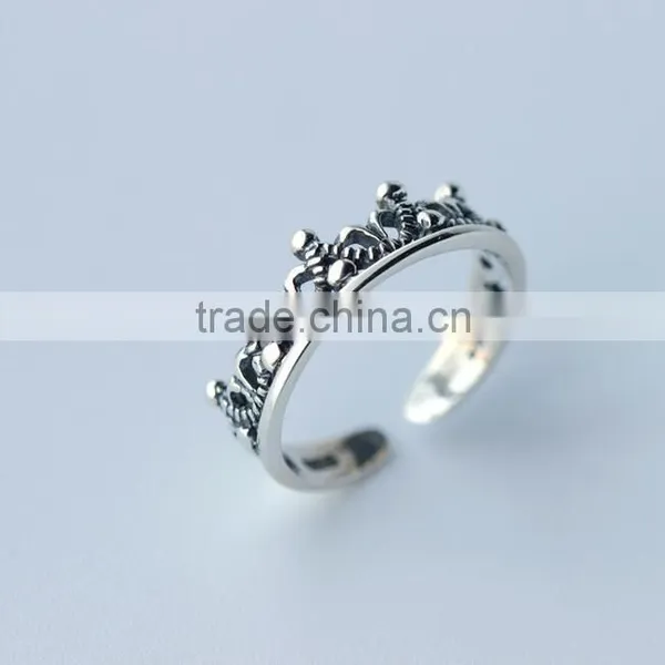 F20059N Silver Retro Crown Ring Fashion Silver Ring
