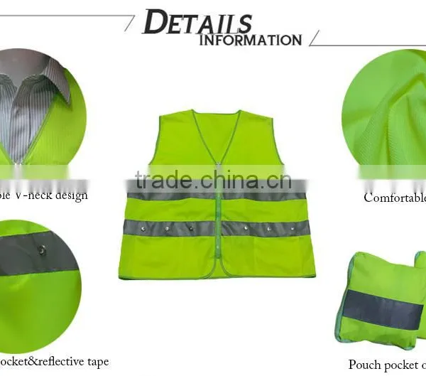 Folded Safety Clothing ,reflective Led Traffic Safety Clothes With Portable Pocket photo-6