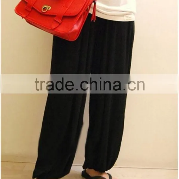 Mercerized Cotton Solid Woman Yoga Harem Pants photo-2