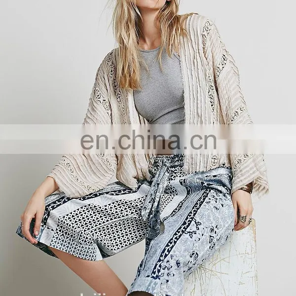 Lace Inset Ladies High Quality Kimono, Pleated Designer Kimono photo-6