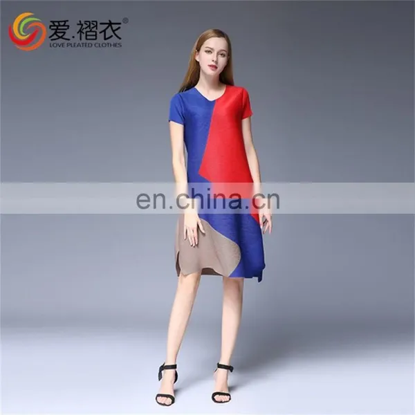 European Hot Sales Splice Round-Neck Pleated Dress Plus Size Dress for Maternity Clothing photo-2
