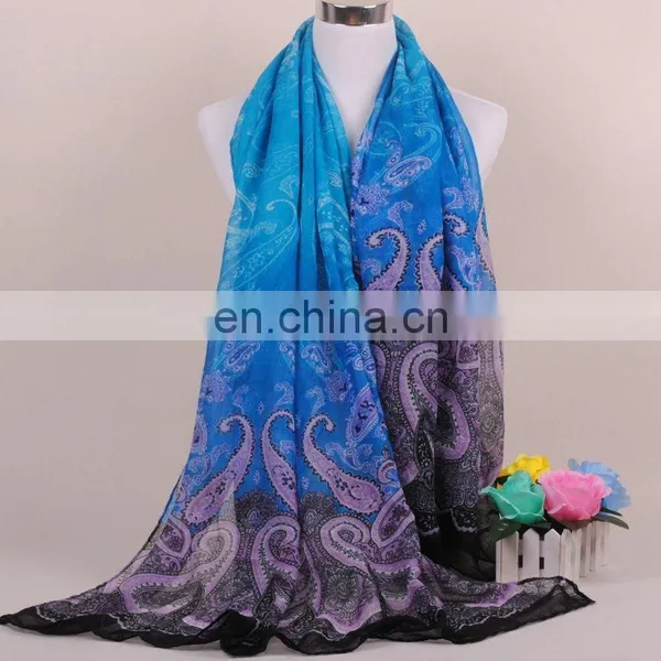 High Quality Hoot Design Printed Polyester Voile Material Ladies Scarf photo-2