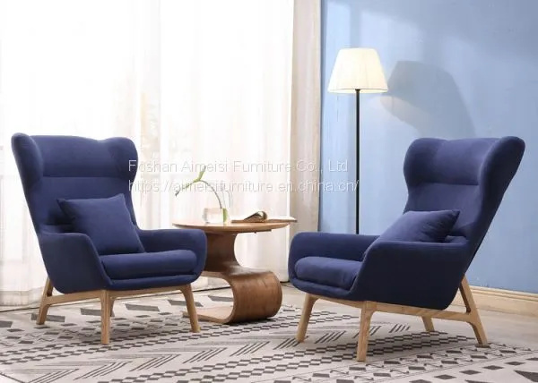 Modern Ash Wood Fabric Cushion Living Room Lounge Chair
